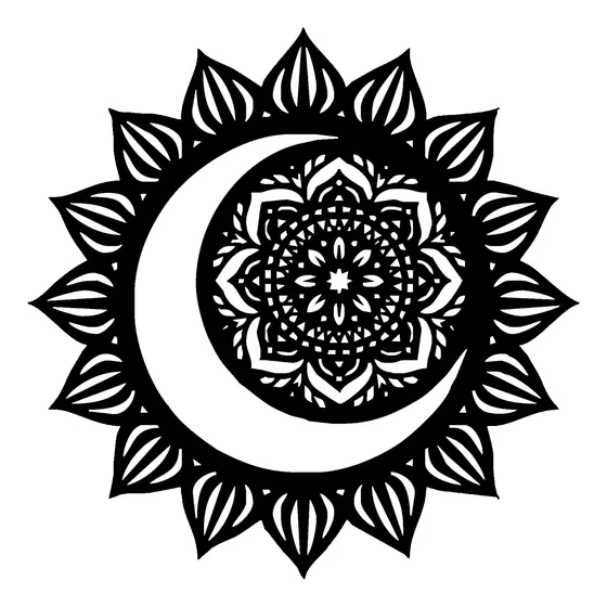 Cuadro Madera Calada 3mm Mandala Sol Y Luna 2 22x22cm