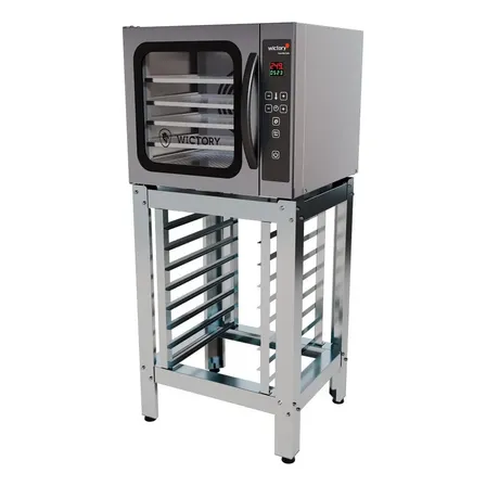 Forno Convector 5 Esteiras Vapor 60l Cavalete Suporte Inox Cor Prateado/preto