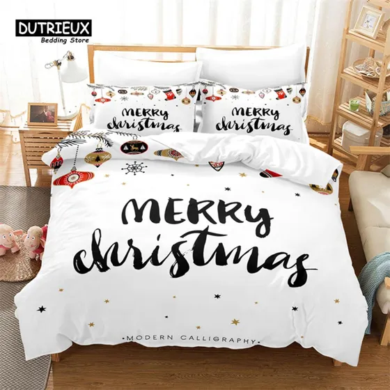 Conjunto De Roupa De Cama De Natal Com Impressão Digital 3d 