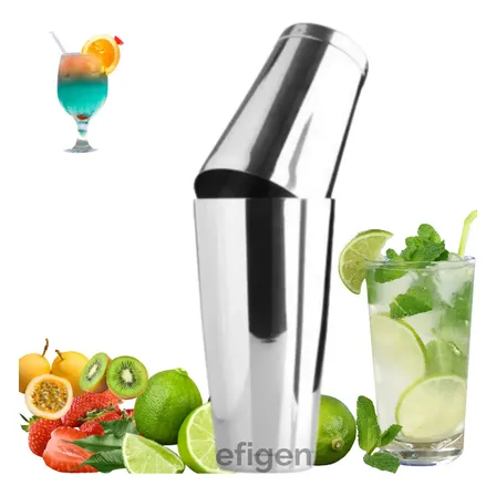 Coqueteleira Inox 820 Ml Com Peso Profissional Boston 2 Peças Bar Bartender Coquetéis - Efigen Prateado