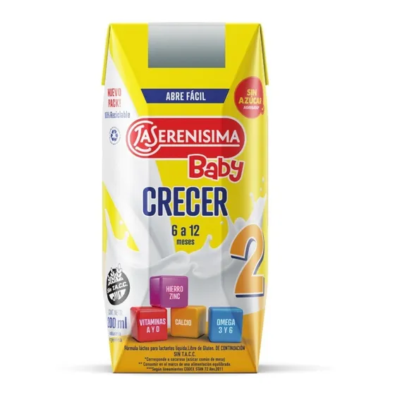 Leche La Serenisima Baby 2 Crecer X 3 Packs 24 Bricks 200ml