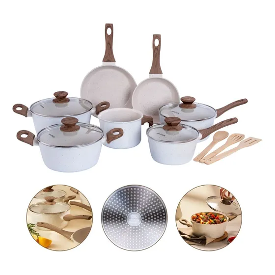 Jogo De Panelas Mimo Style Cook 10 Peças Marmol Vanilla