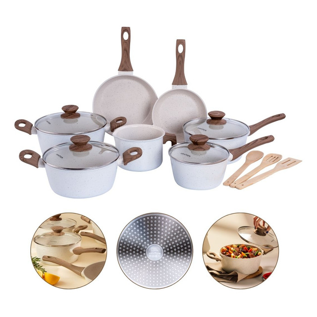 Jogo De Panelas Mimo Style Cook 10 Peças Marmol Vanilla Jogo De Panelas Mimo Style Cook 10 Peças Marmol Vanilla