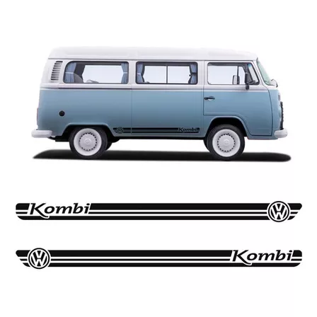 Faixa Lateral Kombi Logo Volkswagen Adesivo Decorativo Preto