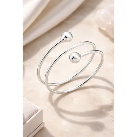 Anel Prata 925 Bolinhas Ajustável Feminino Prateado U