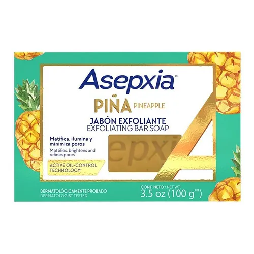 Asepxia Piña Jabón Exfoliante Matifica Reduce Los Poros 100g