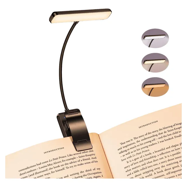 Luz Led Para Lectura Ajustable 360 Con 3 Tonos Recargable