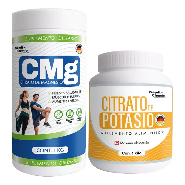 Duo /2 Juegos 1 Kg De Citrato De Mg +1 Kg De Citrato Potasio