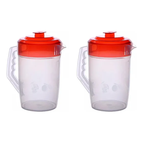Jarra De 4 Litros De Plastico Resistente Con Tapa Set 2 Pzas Color