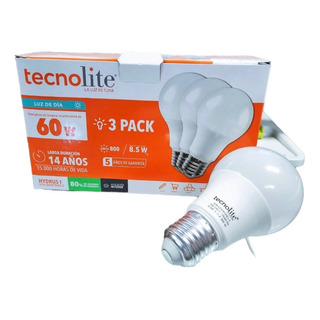Kit 3 Foco Led Para Casa A19 Tecnolite 8.5w Luz De Día Kit 3 Foco Led Para Casa A19 Tecnolite 8.5w Luz De Día