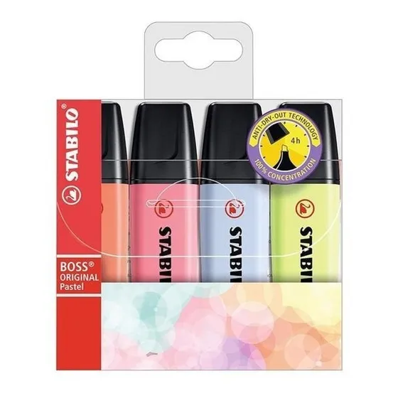 Set De 4 Destacadores Stabilo Boss Original Pastel
