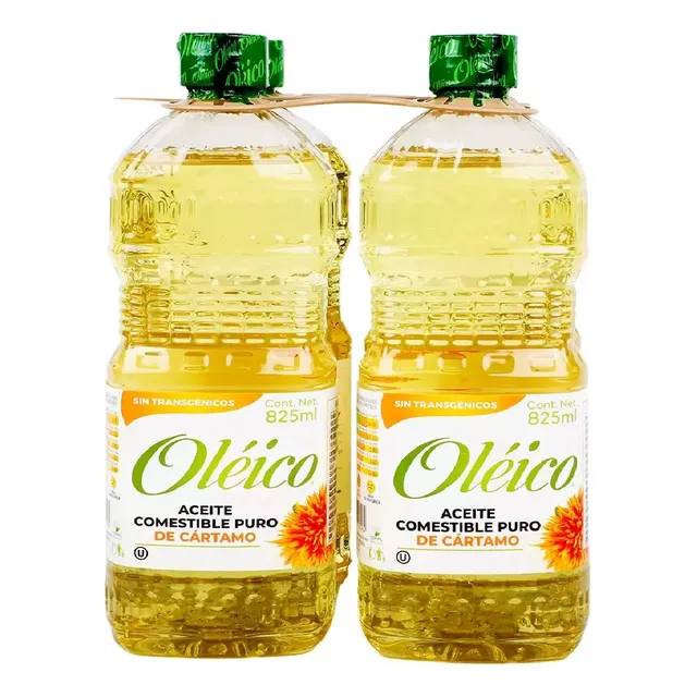 Oléico Aceite Comestible Puro De Cártamo 4 Pzas De 825 Ml