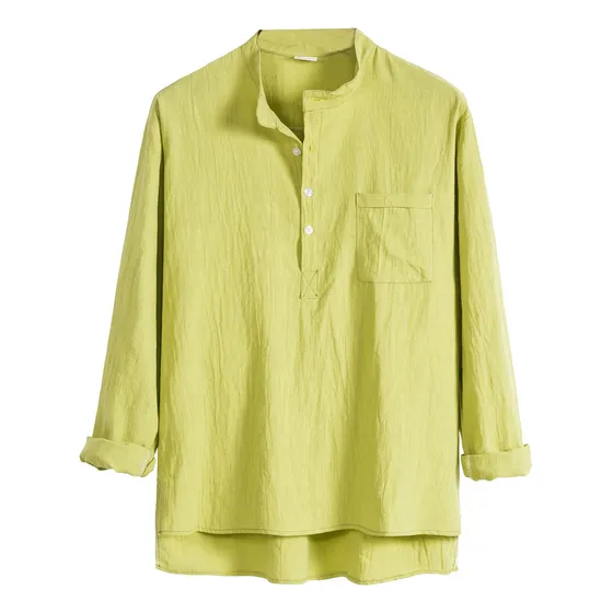 Camisa De Hombre, Camisa De Manga Larga Con Bolsillo