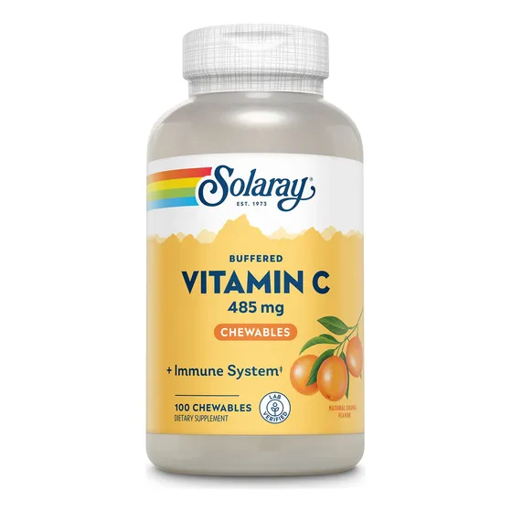 Suplemento De Vitamina C Masticable Solaray, 485 Mg, Con 100