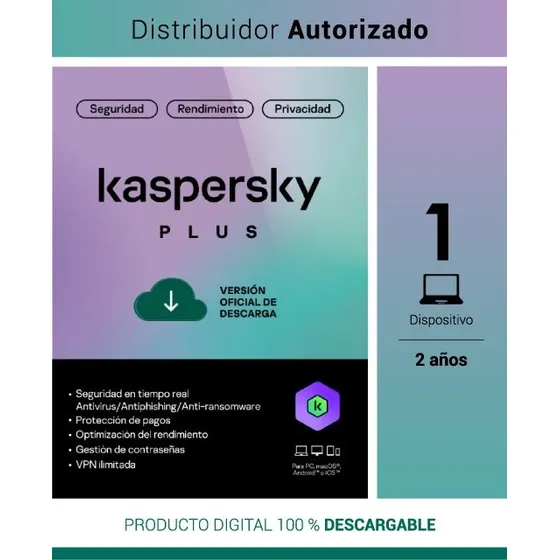 Kaspersky Plus 1 Usuario 2 Años