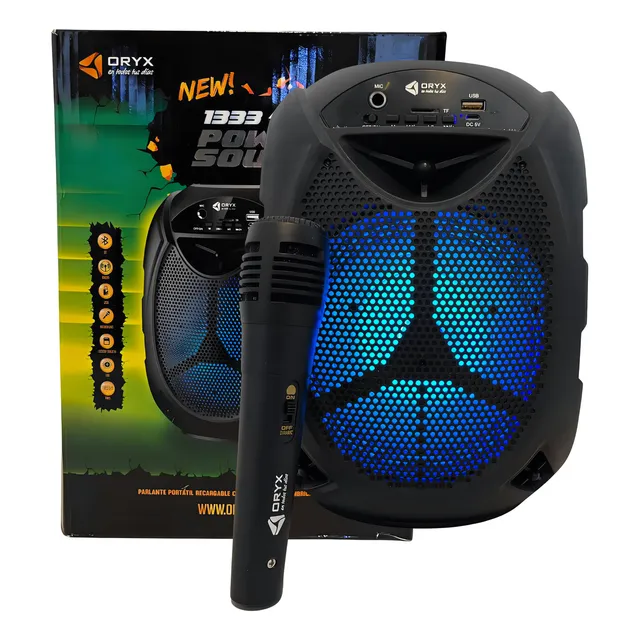 Parlante Portátil Bluetooth Con Micrófono Oryx 1333 Pro Rio Color Negro