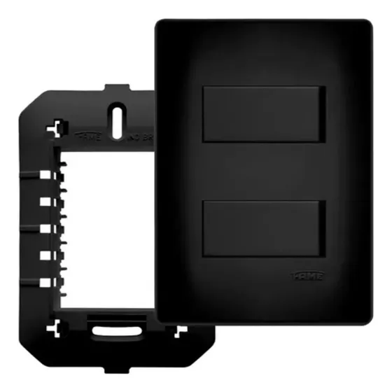 Interruptor Duplo Simples 4x2 Black Preto Fosco Fame