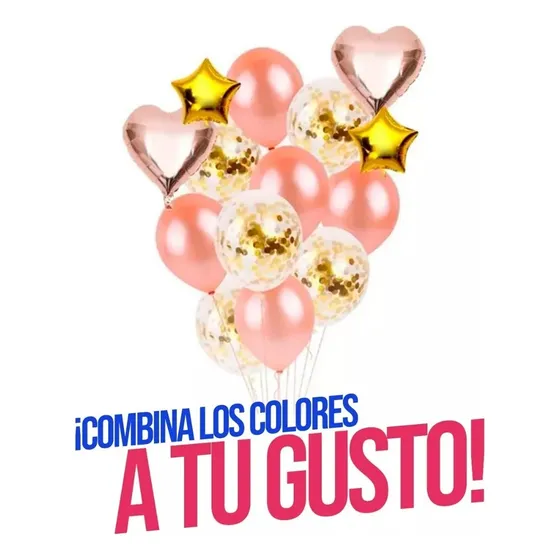 Combo Cumpleaños Globos Numeros Gigantes Confetis Cortina