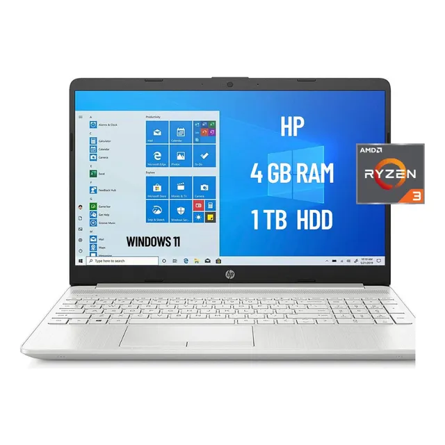 Hp Laptop 15-gw0010wm, Amd Ryzen 3, 4gb Ram, 1tb Hdd Plata