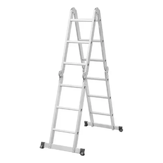 Escalera De Aluminio Articulada 12 Escalones Alpina - C Color Plateado