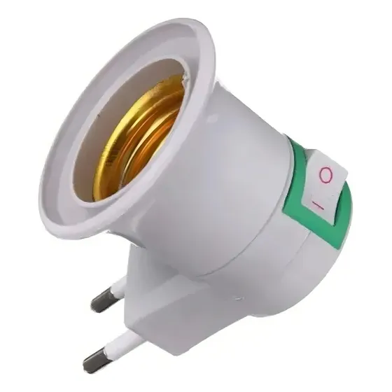 Enchufe E27, adaptador para lámpara, encendido y apagado, color blanco