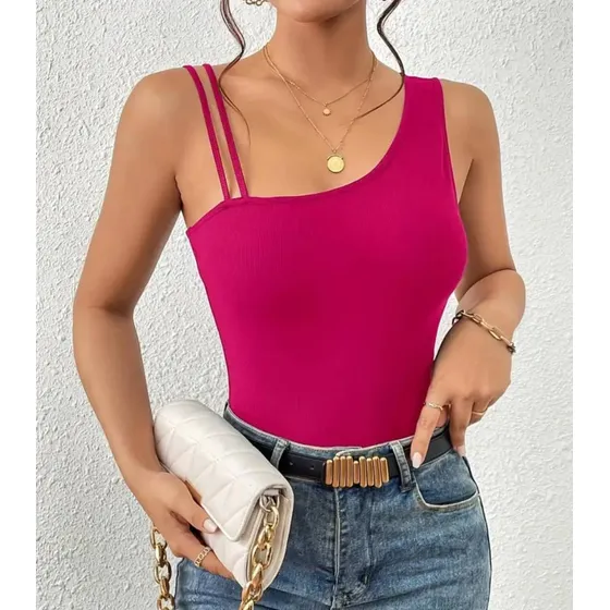 Top De Dama Tejido Canale Asimetrico Nuevo Moda Shein !!!