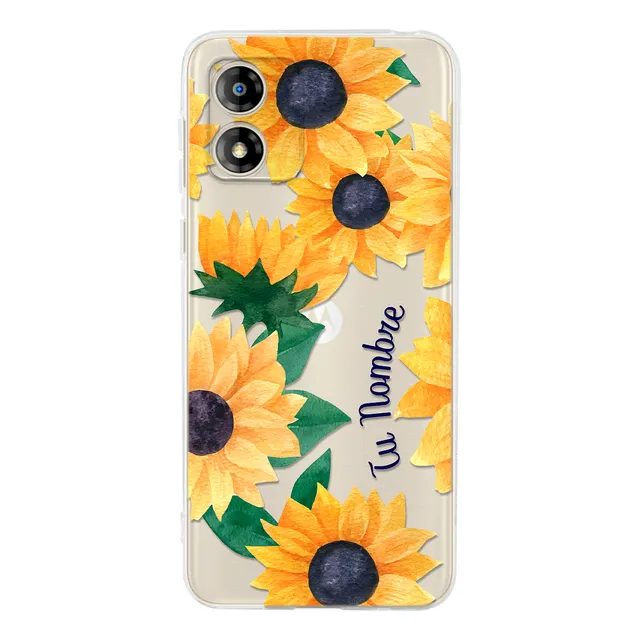 Funda Para Motorola Para Mujer Girasoles Con Nombre