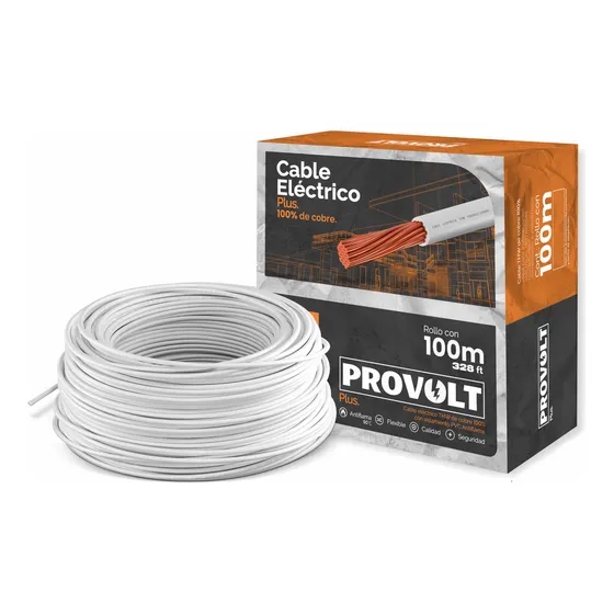Cable Eléctrico Thw Cobre Calibre 8 100m Plus Cubierta Blanco