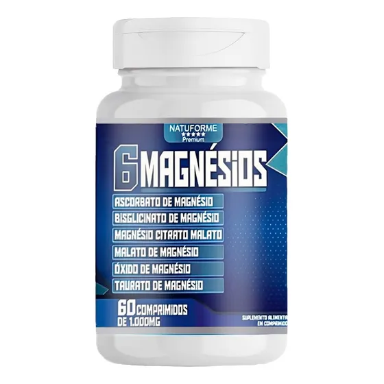 6 Magnésios Natuforme Premium 60 Comprimidos 1000 Mg Sabor