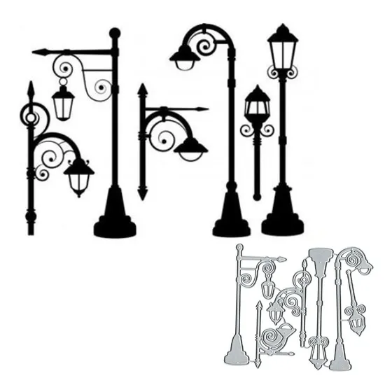 6 Pieza Lampara Calle Metal Troquel Corte Feliz Navidad