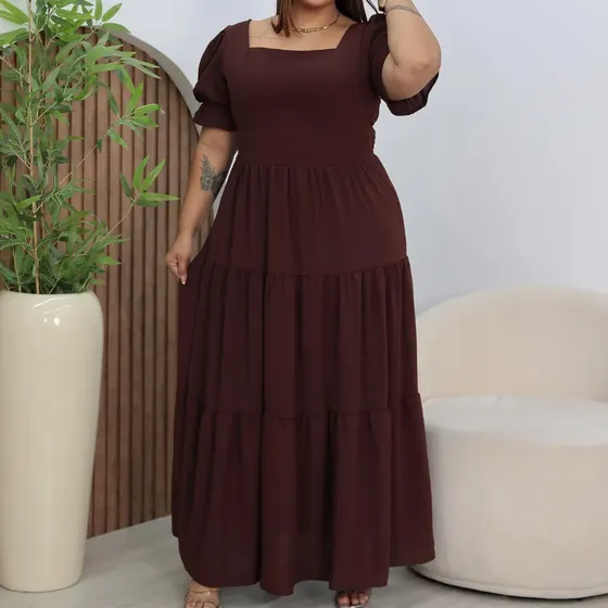 Vestido Longo Feminino Plus Size Formatura Elegante Premium