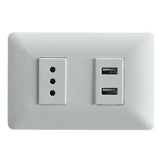 Enchufe Simple Blanco 10a 250v + 2 Tomas Usb Sec Stanford