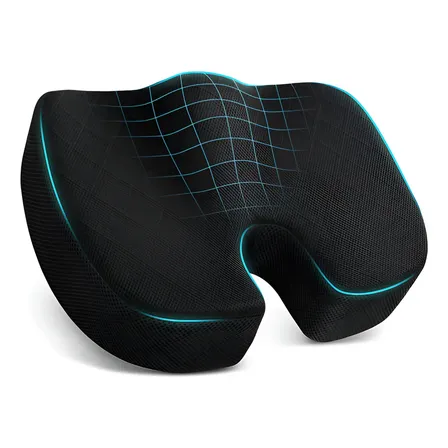 Almofada Assento Ortopédica Viscoelástica De Cóccix Alivio D Preto