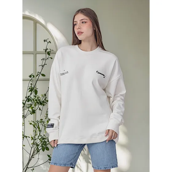Buzo De Algodon Sin Capucha Estampado Cuello Redondo Calidad