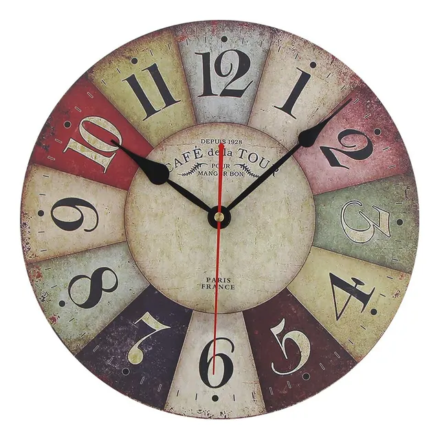 Timelike Reloj Pared Madera Mdf Estilo Retro Rustico Cuarzo