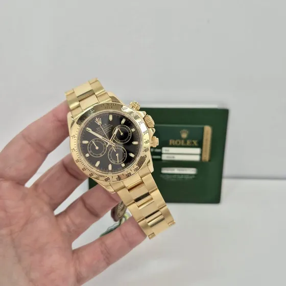 Rolex Daytona Full Yellow Gold Black Dial 40mm Completo Dourado Dourado Preto
