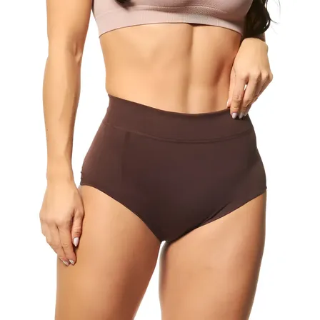 Calcinha Feminina Modeladora 050501 Cintura Alta Lift Plié Cor Marrom Tamanho G