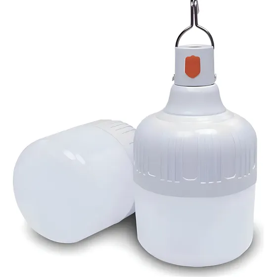Lámpara LED Recargable Camping 40W USB 3 Niveles Luz con Gancho Blanco