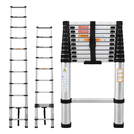 Escalera Telescópica De Aluminio Carga 330 Libras Bowoshen