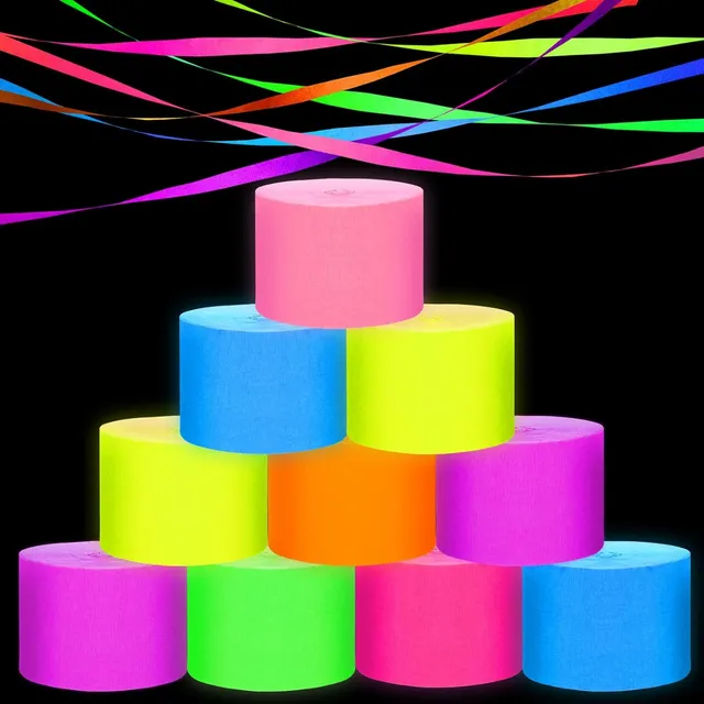 Serpentinas Papel Crepe Brillan Oscuridad 14 Rollos X 120mts