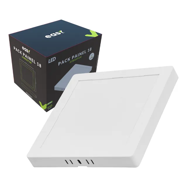 Kit 10 Painel Led Sobrepor 18w 3000k Quadrado – Easy Estrutura Branco quente