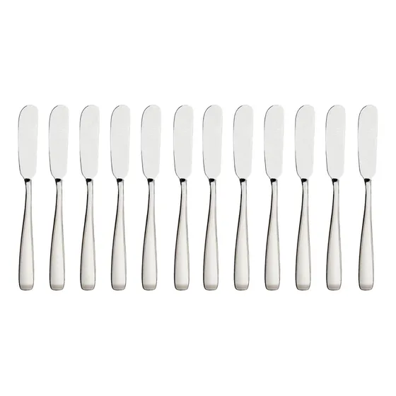 Kit 12 Espátulas Manteiga E Geleia Inox 14,5 Cm Ref 0501 Cor Inox Polido