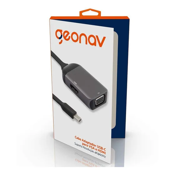 Cabo Adaptador Usb-c Para Vga E Hdmi Geonav