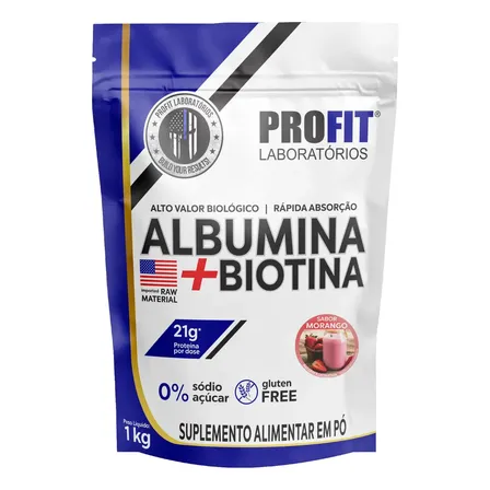 Suplemento Em Pó Profit Labs Albúmina Sabor Morango Em Refil De 1000g