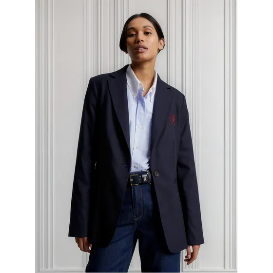 Americana Con Monograma Th Estilo Sello Mujer Azul Tommy Hilfiger