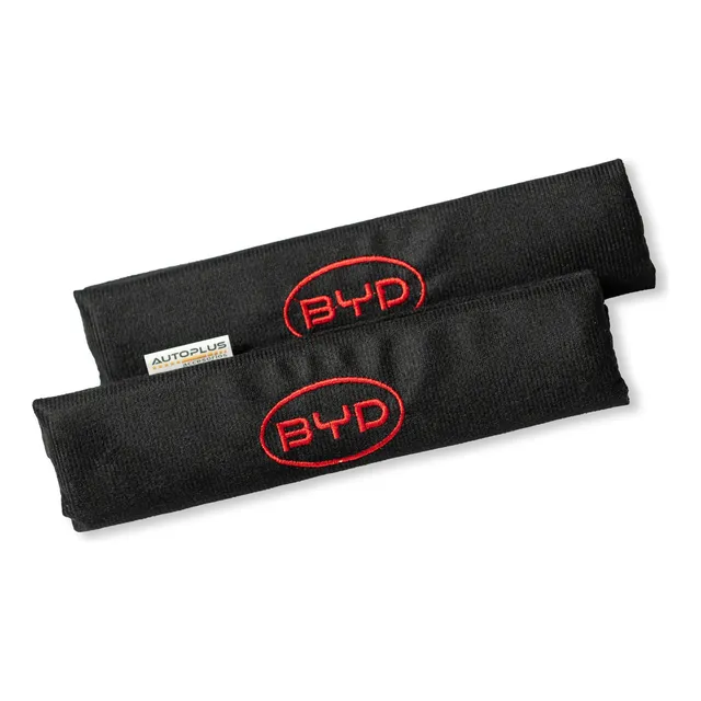 Protectores Cubre Cinturones Tela Negro Byd Bordado Rojo