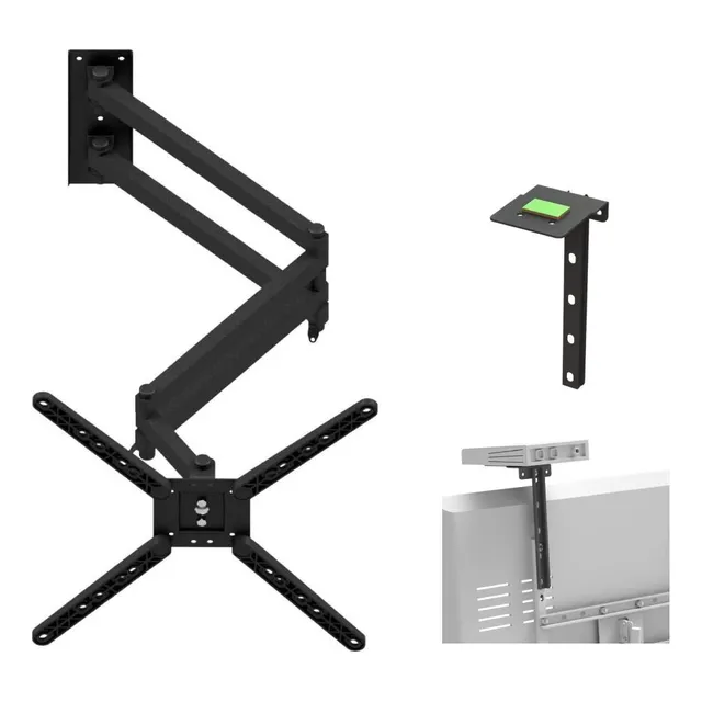 Suporte Tv Braço Longo 90cm Articulado + Bandeja P Receptor