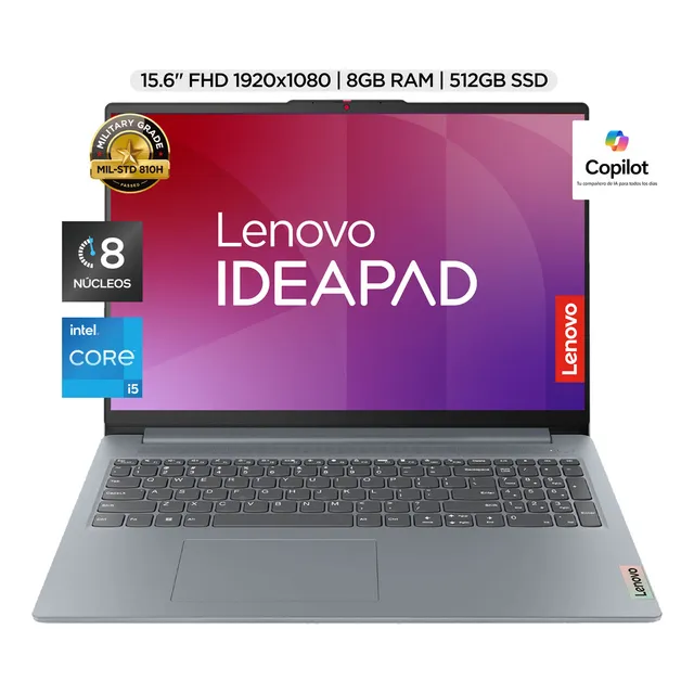 Laptop Ideapad Slim 3 Intel Core I5 12450H 8GB RAM 512GB SSD 15.6" Windows 11 Home Lenovo