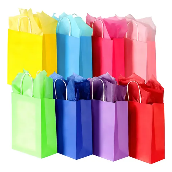 Kit De Bolsa Colores De Papel Kraft Para Fiesta 24pcs Color Multicolor Bolsa De Papel