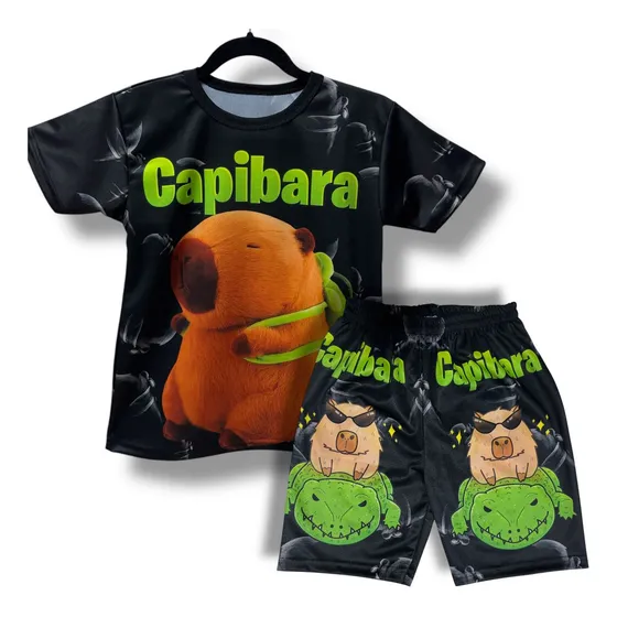 Playera Y Short De Capybara Happy Capibaras Vacaciones